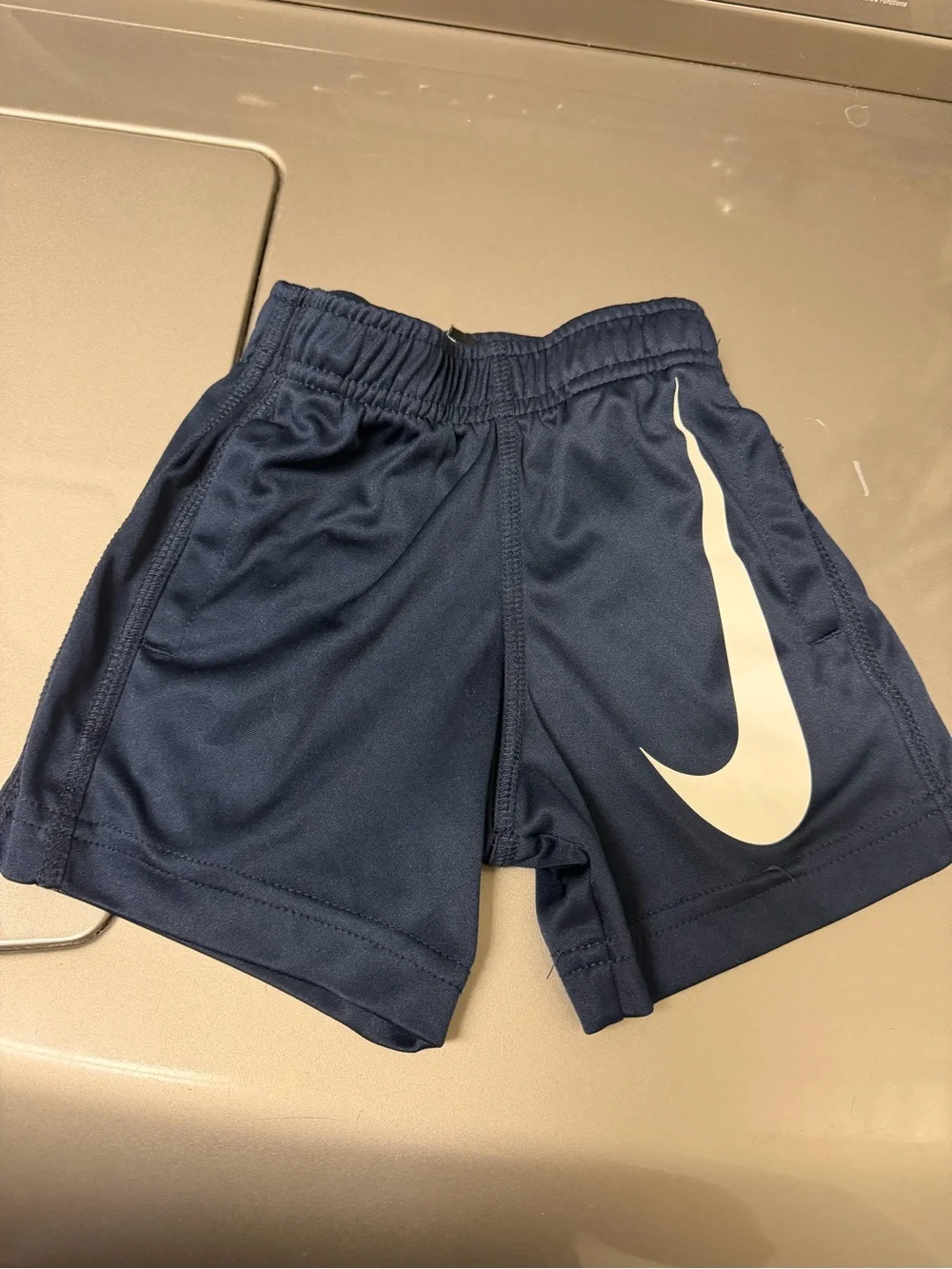 Nike Kids' Navy Athletic Shorts with White Swoosh 2T drifit